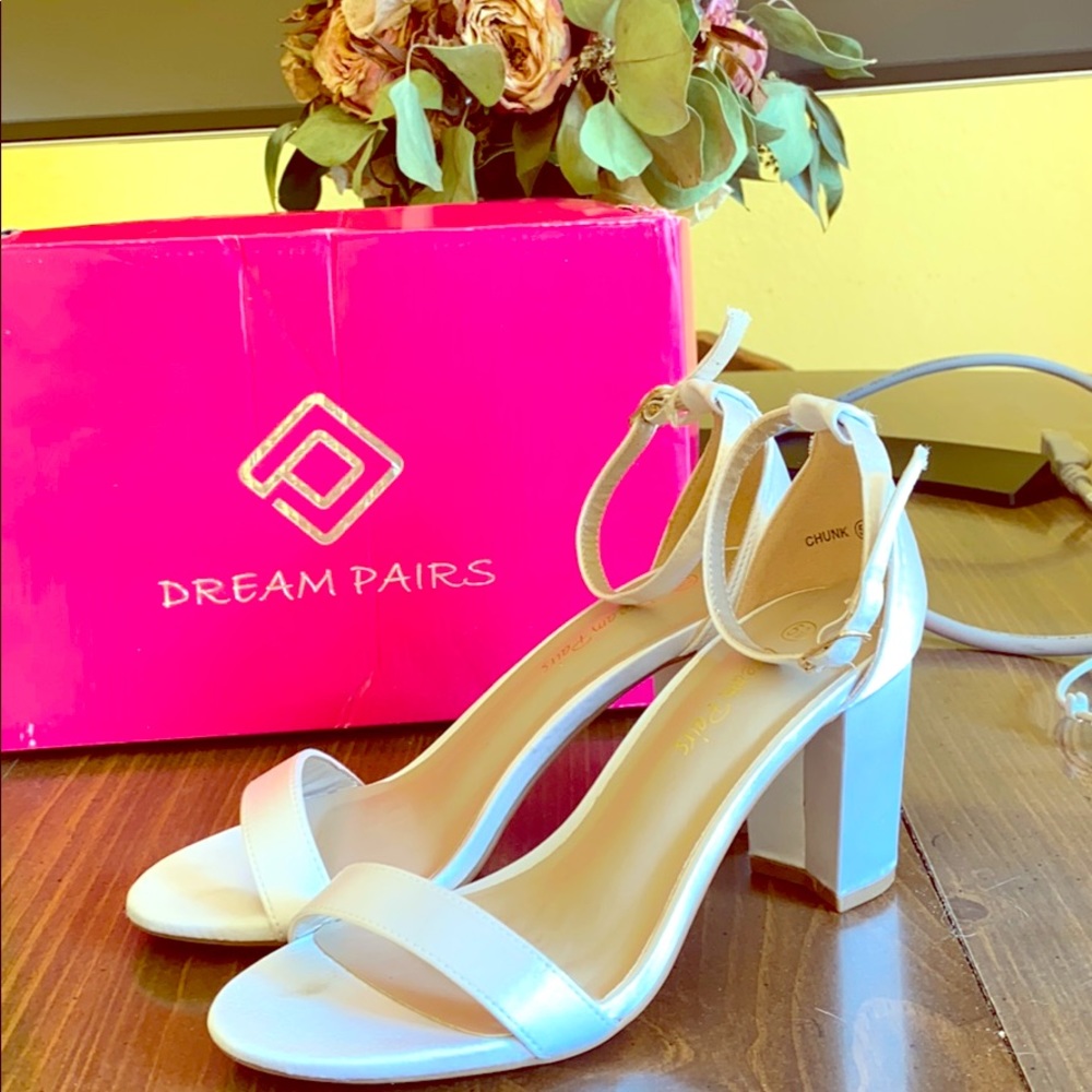 Dream Pairs White Satin Heel Sandals